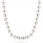 18k White Gold 18k White Gold White Akoya Pearl And Diamond Necklace - Three-Quarter View -  103333 - Thumbnail