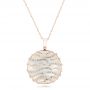 14k Rose Gold White Mother Of Pearl And Diamonds Luna Pendant