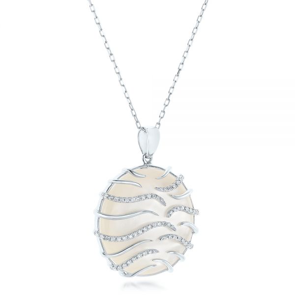  Platinum Platinum White Mother Of Pearl And Diamonds Luna Pendant - Flat View -  102495