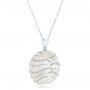 14k White Gold White Mother Of Pearl And Diamonds Luna Pendant - Flat View -  102495 - Thumbnail