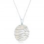 14k White Gold White Mother Of Pearl And Diamonds Luna Pendant - Flat View -  102495 - Thumbnail
