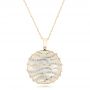 14k Yellow Gold 14k Yellow Gold White Mother Of Pearl And Diamonds Luna Pendant - Three-Quarter View -  102495 - Thumbnail