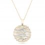 18k Yellow Gold White Mother Of Pearl And Diamonds Luna Pendant