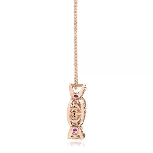 14k Rose Gold 14k Rose Gold White Opal And Diamond Pendant - Side View - 101978