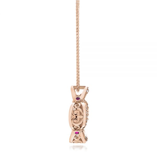 18k Rose Gold 18k Rose Gold White Opal And Diamond Pendant - Side View -  101978