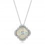 14k White Gold White Opal And Diamond Pendant - Three-Quarter View -  101978 - Thumbnail