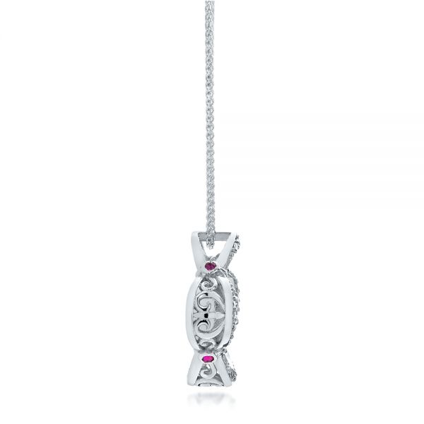 14k White Gold White Opal And Diamond Pendant - Side View - 101978