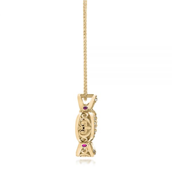 18k Yellow Gold 18k Yellow Gold White Opal And Diamond Pendant - Side View - 101978