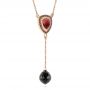  14K Gold Y-chain Garnet And Black Diamond Necklace - Flat View -  105109 - Thumbnail