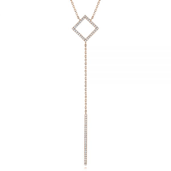 14k Rose Gold 14k Rose Gold Y-shaped Diamond Necklace - Three-Quarter View -  106289