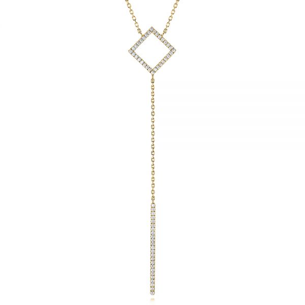 14k Yellow Gold 14k Yellow Gold Y-shaped Diamond Necklace - Three-Quarter View -  106289