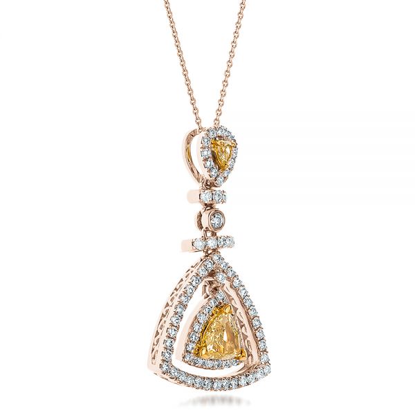 14k Rose Gold And Platinum 14k Rose Gold And Platinum Yellow And White Diamond Halo Pendant - Flat View -  100677