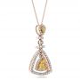 18k Rose Gold And 18K Gold 18k Rose Gold And 18K Gold Yellow And White Diamond Halo Pendant - Flat View -  100677 - Thumbnail