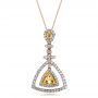14k Rose Gold And 18K Gold 14k Rose Gold And 18K Gold Yellow And White Diamond Halo Pendant - Three-Quarter View -  100677 - Thumbnail