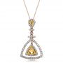 18k Rose Gold And Platinum 18k Rose Gold And Platinum Yellow And White Diamond Halo Pendant - Three-Quarter View -  100677 - Thumbnail