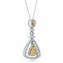  Platinum And 18K Gold Platinum And 18K Gold Yellow And White Diamond Halo Pendant - Flat View -  100677 - Thumbnail