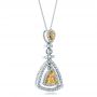  Platinum And Platinum Platinum And Platinum Yellow And White Diamond Halo Pendant - Flat View -  100677 - Thumbnail