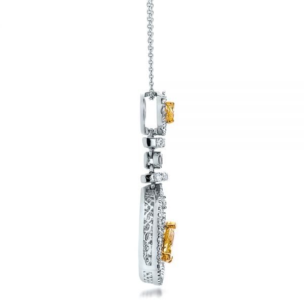 14k White Gold And 14K Gold 14k White Gold And 14K Gold Yellow And White Diamond Halo Pendant - Side View -  100677