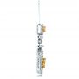 18k White Gold And 18K Gold Yellow And White Diamond Halo Pendant - Side View -  100677 - Thumbnail