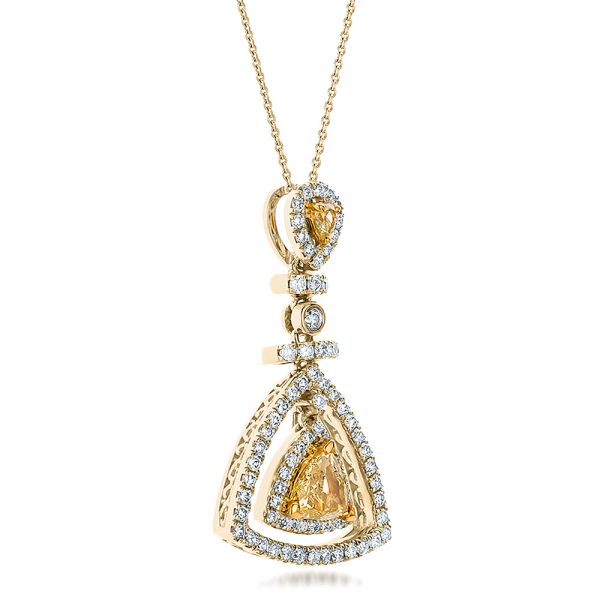 14k Yellow Gold And 18K Gold 14k Yellow Gold And 18K Gold Yellow And White Diamond Halo Pendant - Flat View - 100677