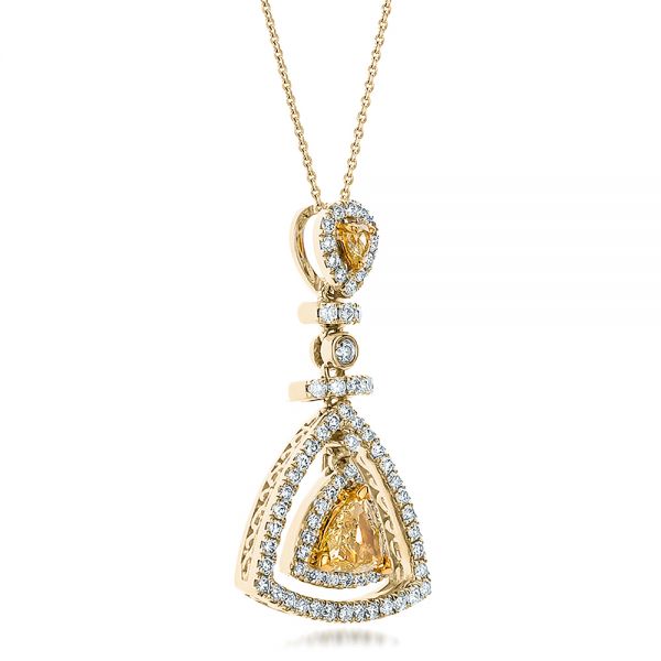 14k Yellow Gold And 14K Gold 14k Yellow Gold And 14K Gold Yellow And White Diamond Halo Pendant - Flat View -  100677