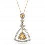 18k Yellow Gold And 18K Gold 18k Yellow Gold And 18K Gold Yellow And White Diamond Halo Pendant - Three-Quarter View -  100677 - Thumbnail