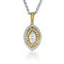 14k Yellow Gold And 14K Gold Yellow And White Diamond Marquise Pendant - Front View -  1328 - Thumbnail