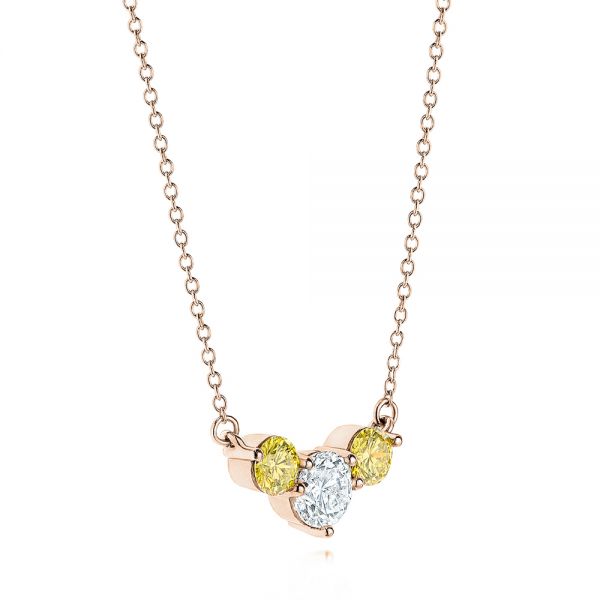 14k Rose Gold 14k Rose Gold Yellow And White Diamond Pendant - Flat View - 106647