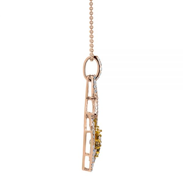 14k Rose Gold And Platinum 14k Rose Gold And Platinum Yellow And White Diamond Pendant - Side View -  100678