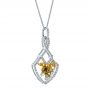 18k White Gold And 18K Gold Yellow And White Diamond Pendant - Flat View -  100678 - Thumbnail