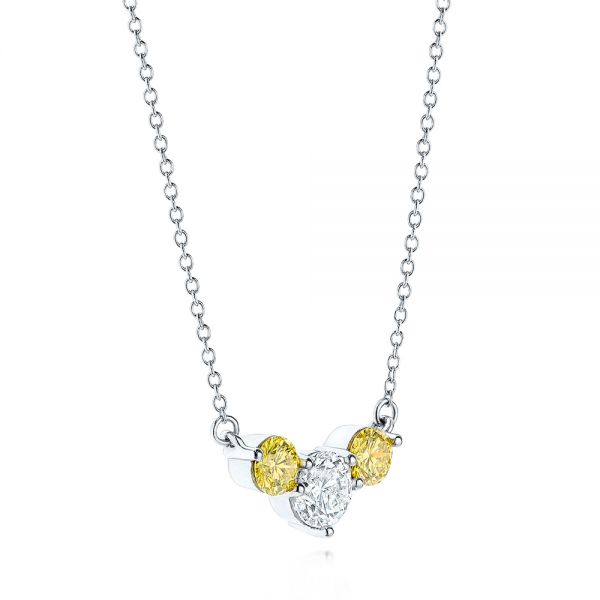  Platinum Platinum Yellow And White Diamond Pendant - Flat View -  106647