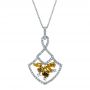 18k White Gold And 18K Gold Yellow And White Diamond Pendant - Three-Quarter View -  100678 - Thumbnail