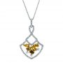  Platinum And 18K Gold Platinum And 18K Gold Yellow And White Diamond Pendant - Three-Quarter View -  100678 - Thumbnail