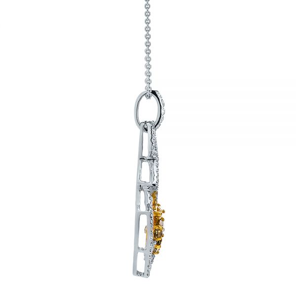 18k White Gold And Platinum 18k White Gold And Platinum Yellow And White Diamond Pendant - Side View -  100678