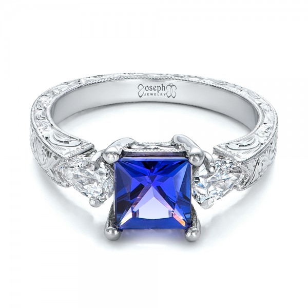 Custom Three Stone Tanzanite and Diamond Anniversary Ring #102144 ...