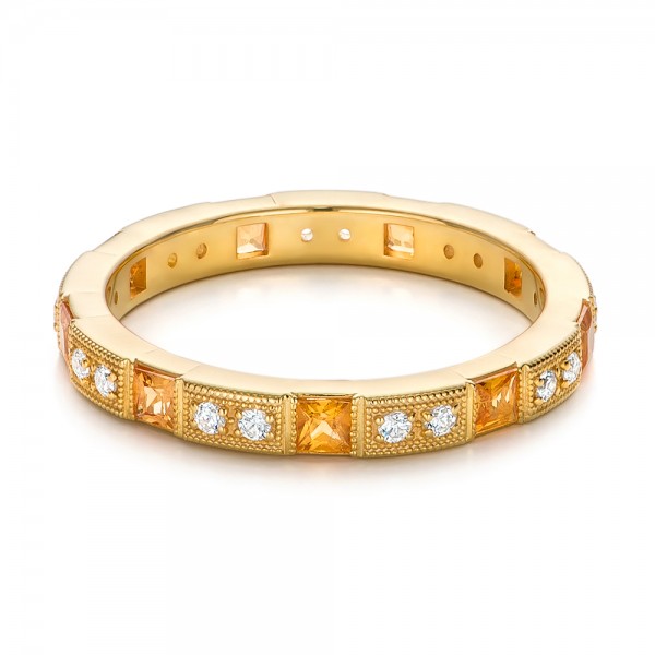 Bands Diamond and Yellow Sapphire Stackable Eternity Band