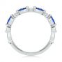  Platinum Platinum Alternating Diamond And Blue Sapphire Ring - Front View -  107135 - Thumbnail