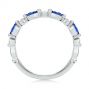  14K Gold Alternating Diamond And Blue Sapphire Ring - Front View -  107135 - Thumbnail