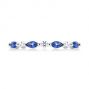  14K Gold Alternating Diamond And Blue Sapphire Ring - Top View -  107135 - Thumbnail