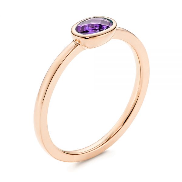 14k Rose Gold 14k Rose Gold Amethyst Fashion Ring - Three-Quarter View -  106631