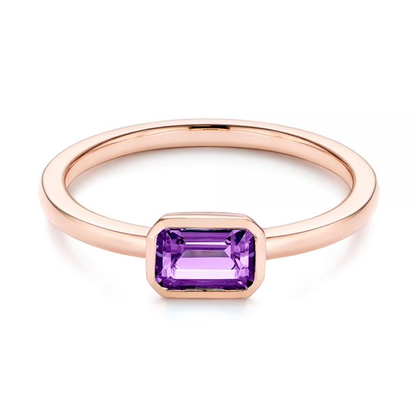 14k Rose Gold Amethyst Fashion Ring - Flat View -  105406