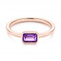 14k Rose Gold Amethyst Fashion Ring - Flat View -  105406 - Thumbnail