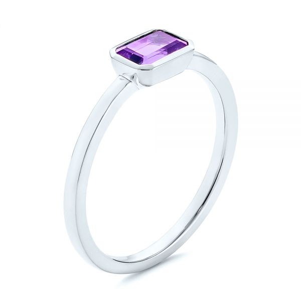 18k White Gold 18k White Gold Amethyst Fashion Ring - Three-Quarter View -  105406