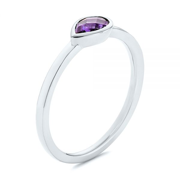 14k White Gold 14k White Gold Amethyst Fashion Ring - Three-Quarter View - 106457