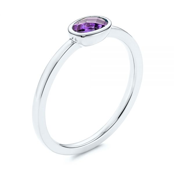  Platinum Platinum Amethyst Fashion Ring - Three-Quarter View -  106631