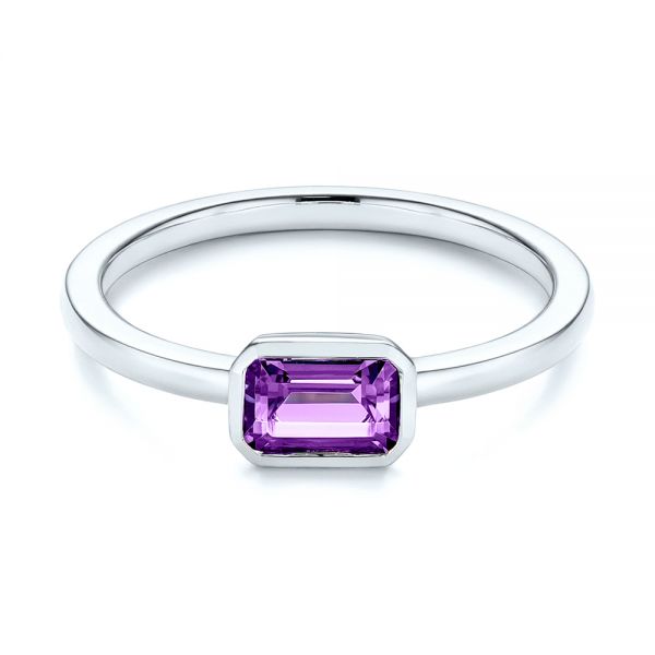 18k White Gold 18k White Gold Amethyst Fashion Ring - Flat View -  105406