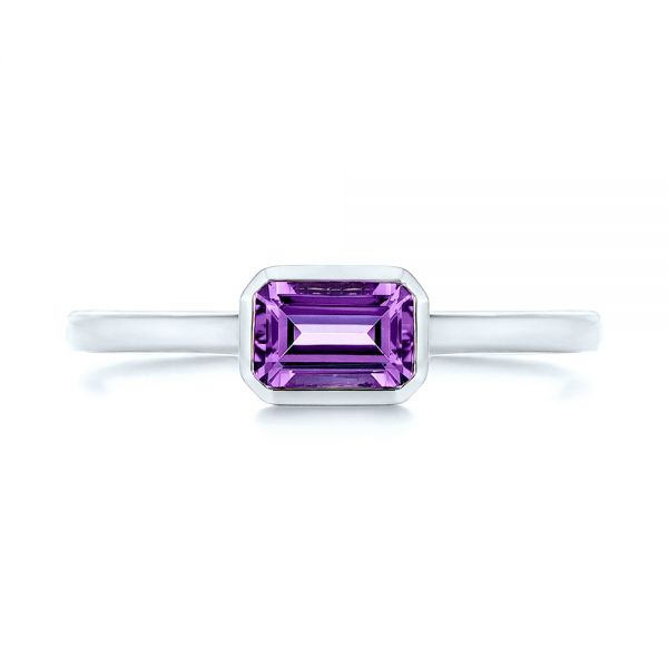 18k White Gold 18k White Gold Amethyst Fashion Ring - Top View -  105406