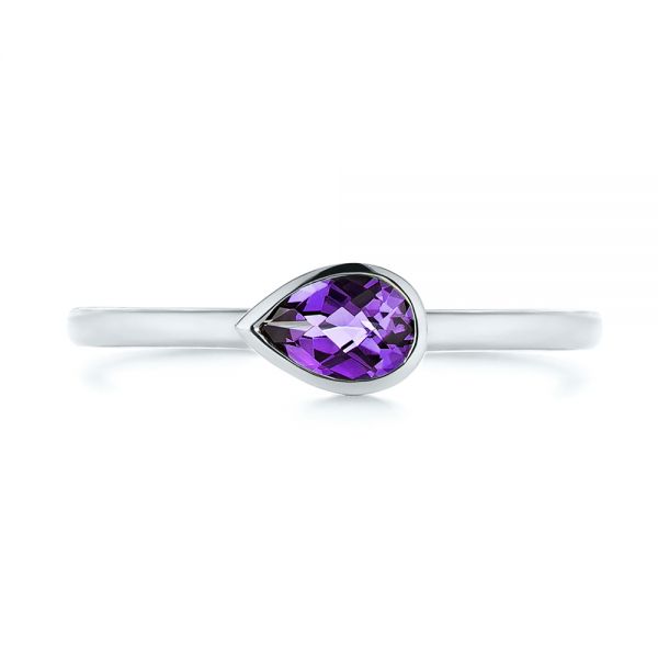 14k White Gold 14k White Gold Amethyst Fashion Ring - Top View - 106457