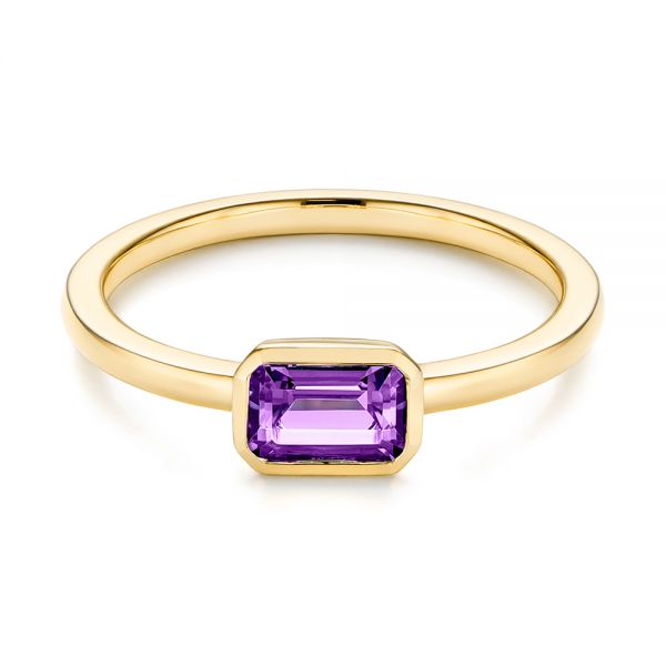 18k Yellow Gold 18k Yellow Gold Amethyst Fashion Ring - Flat View -  105406