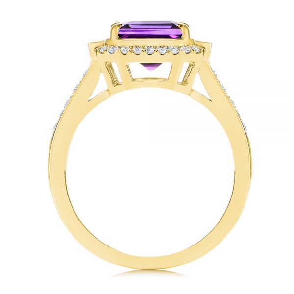 14k Yellow Gold 14k Yellow Gold Amethyst And Baguette Diamond Halo Ring - Front View -  106049 - Thumbnail